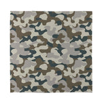 Grey And Brown Camouflage Print Silk Bandana