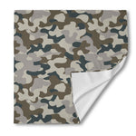 Grey And Brown Camouflage Print Silk Bandana