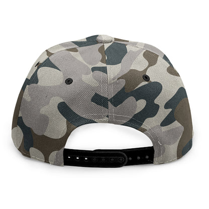 Grey And Brown Camouflage Print Snapback Cap