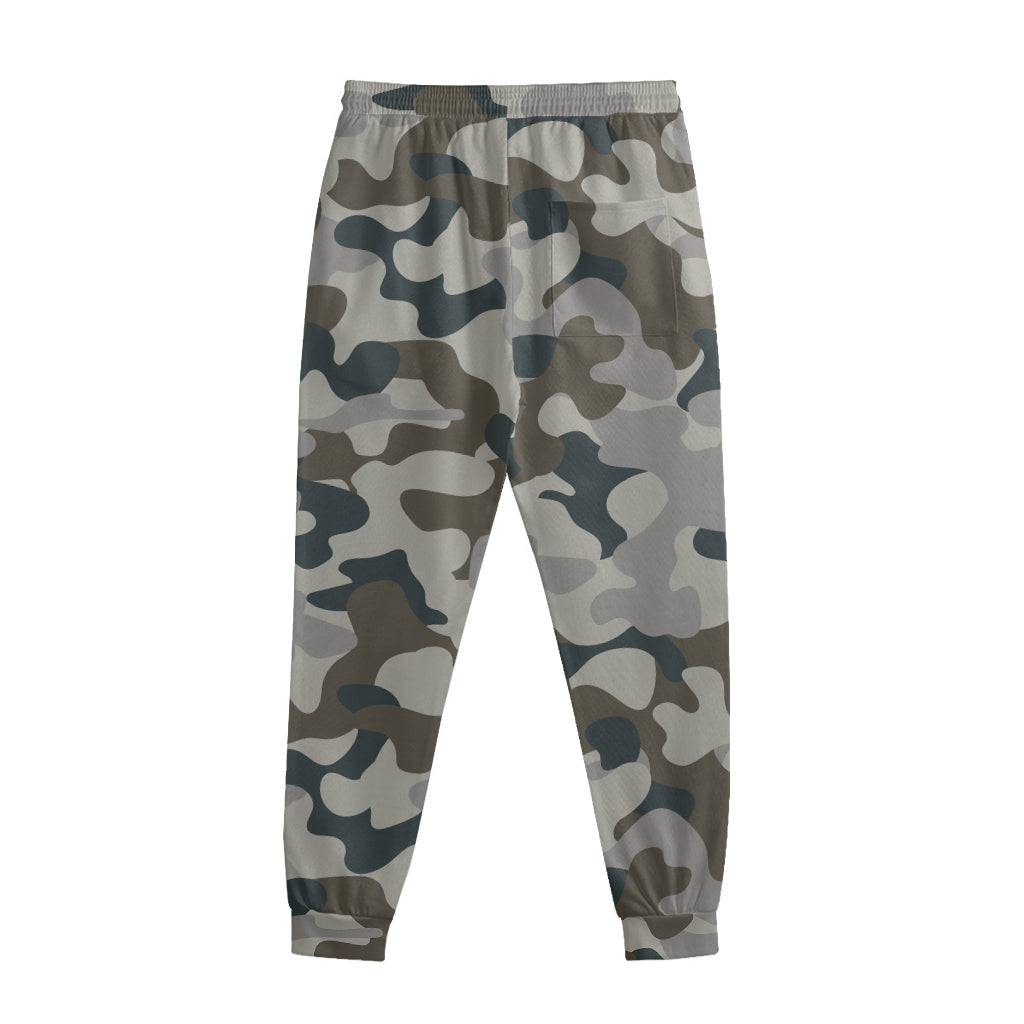 Grey And Brown Camouflage Print Sweatpants