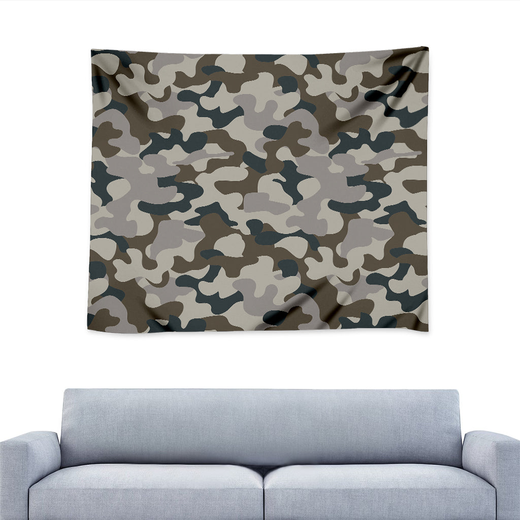 Grey And Brown Camouflage Print Tapestry