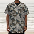 Grey And Brown Camouflage Print Textured Short Sleeve Shirt