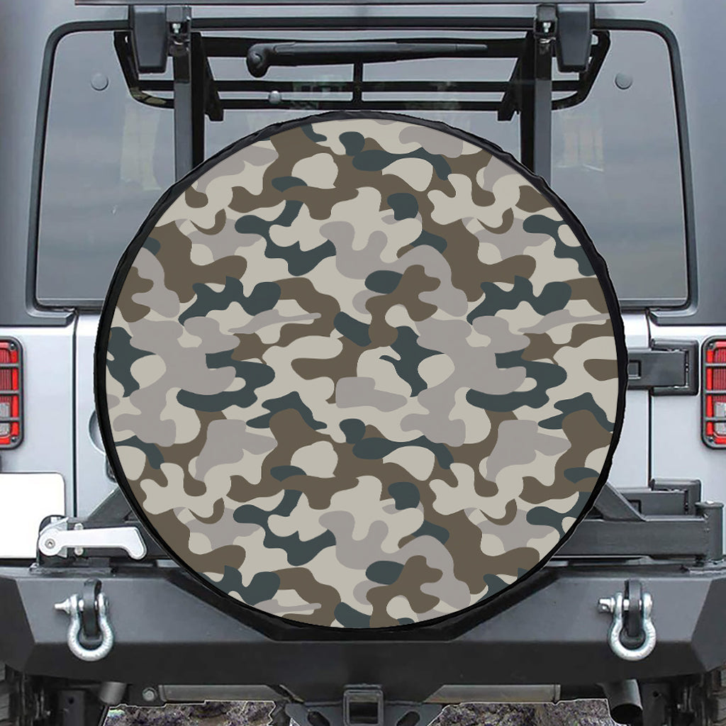 Grey And Brown Camouflage Print Tire Cover