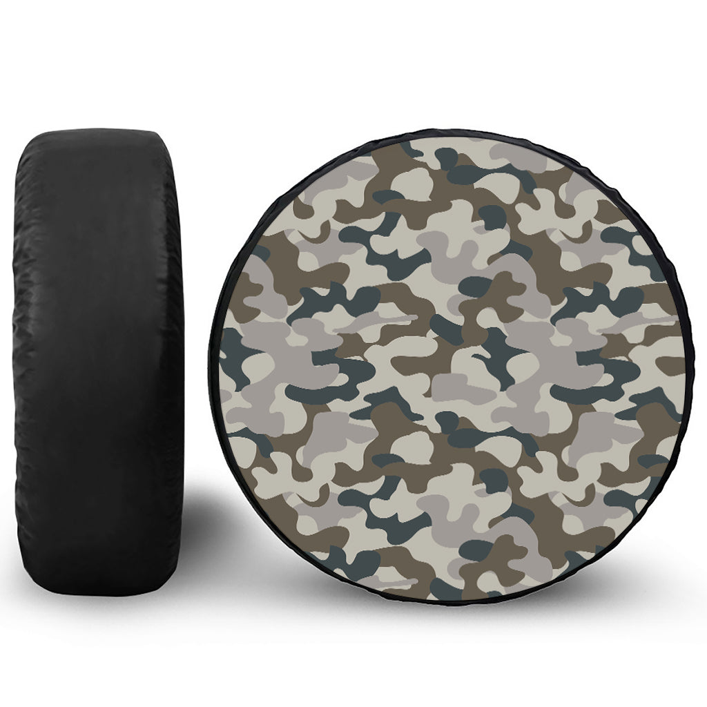 Grey And Brown Camouflage Print Tire Cover