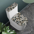 Grey And Brown Camouflage Print Toilet Lid And Tank Cover Set
