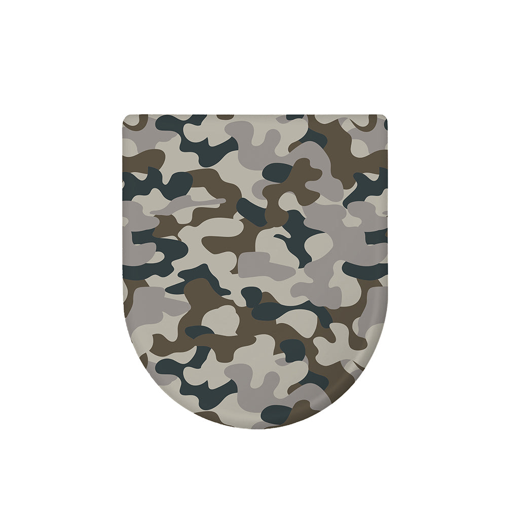 Grey And Brown Camouflage Print Toilet Lid Cover