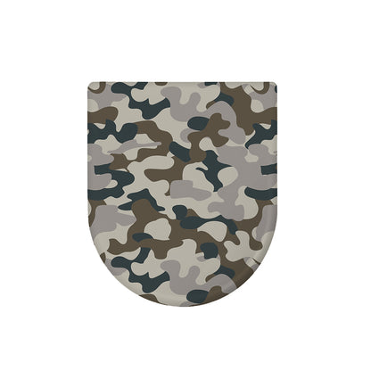 Grey And Brown Camouflage Print Toilet Lid Cover