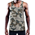 Grey And Brown Camouflage Print Training Tank Top