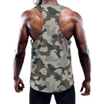 Grey And Brown Camouflage Print Training Tank Top