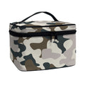 Grey And Brown Camouflage Print Travel Makeup Bag