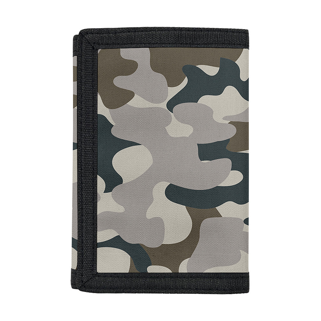 Grey And Brown Camouflage Print Trifold Wallet