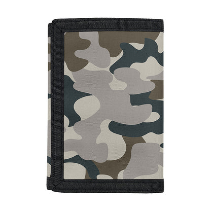 Grey And Brown Camouflage Print Trifold Wallet