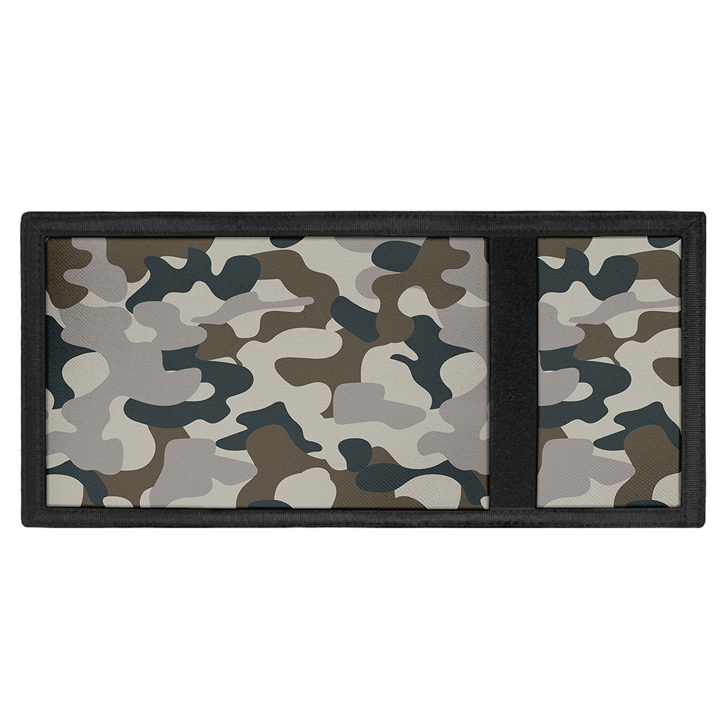Grey And Brown Camouflage Print Trifold Wallet