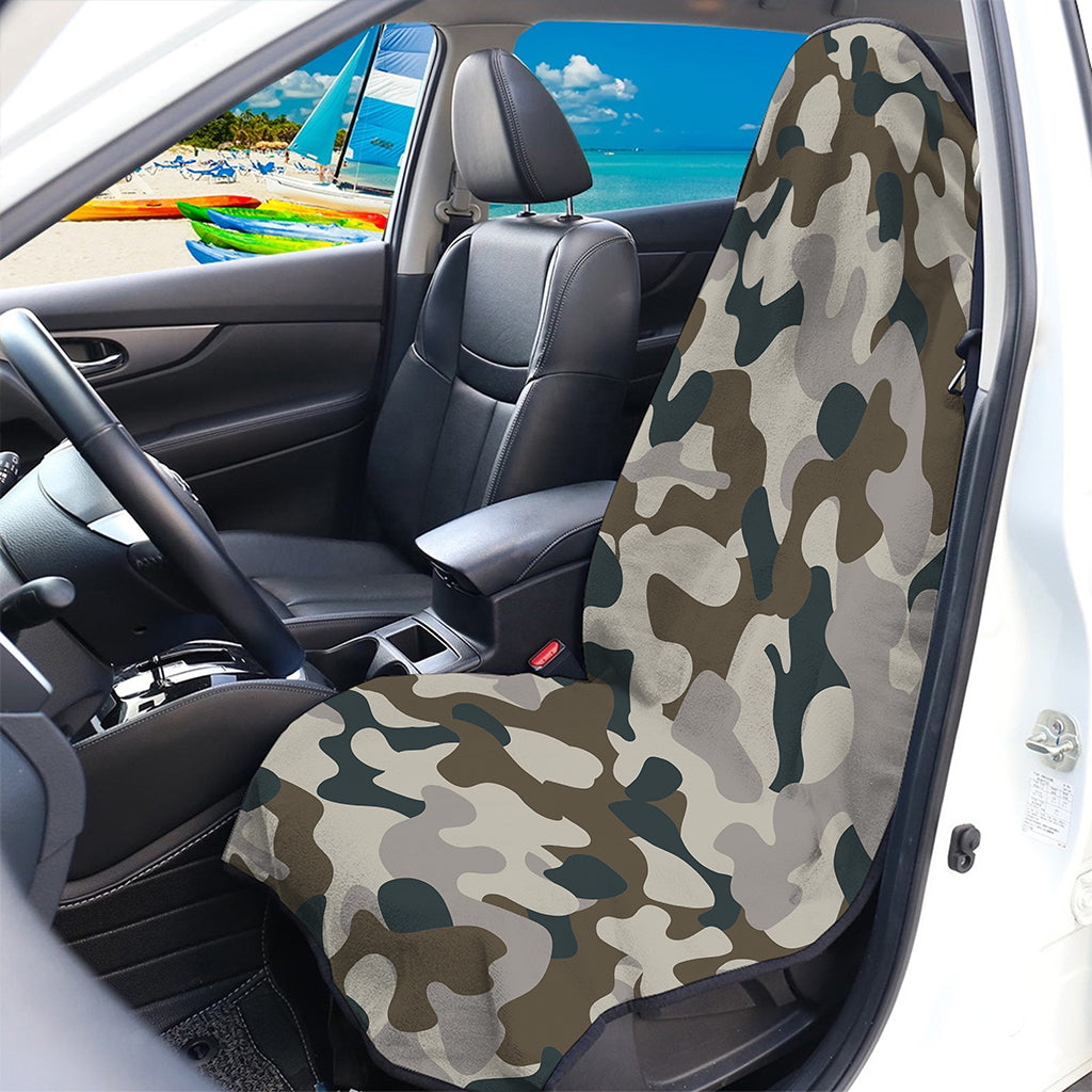 Grey And Brown Camouflage Print Waterproof Car Seat Cover