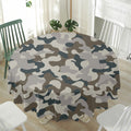 Grey And Brown Camouflage Print Waterproof Round Tablecloth