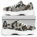 Grey And Brown Camouflage Print White Chunky Shoes