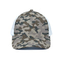 Grey And Brown Camouflage Print White Mesh Trucker Hat