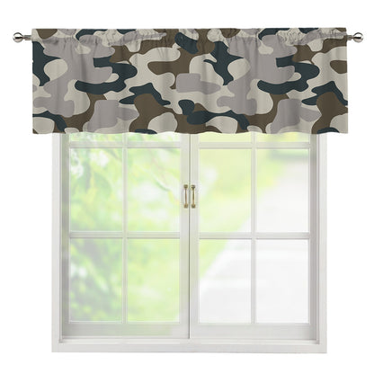 Grey And Brown Camouflage Print Window Valance