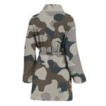 Grey And Brown Camouflage Print Women's Bathrobe