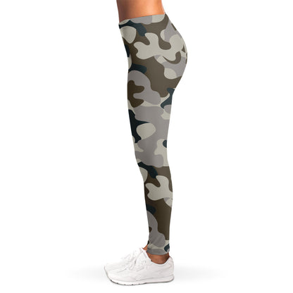 Grey And Brown Camouflage Print Women's Leggings