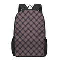 Grey And Orange Plaid Pattern Print 17 Inch Backpack