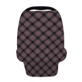 Grey And Orange Plaid Pattern Print Baby Seat Cover