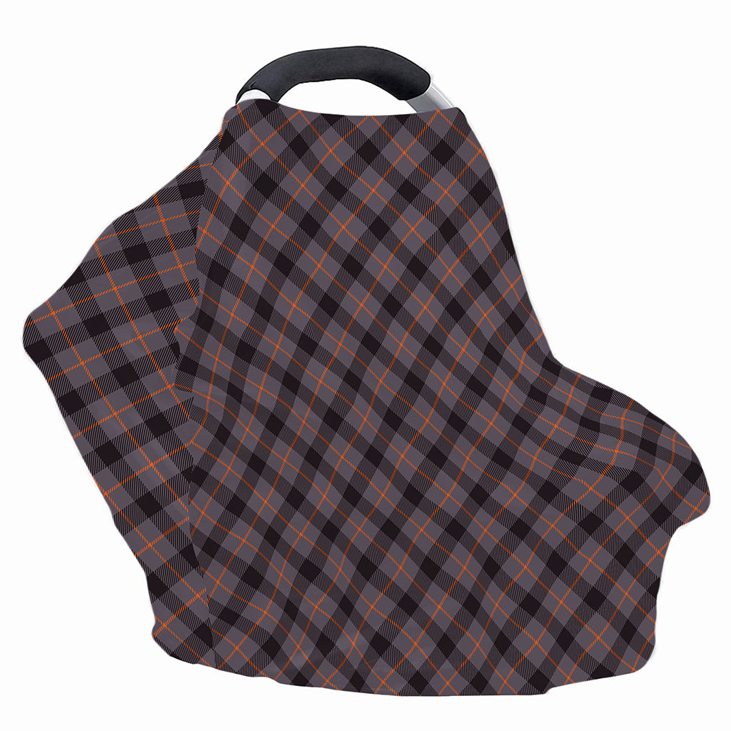 Grey And Orange Plaid Pattern Print Baby Seat Cover