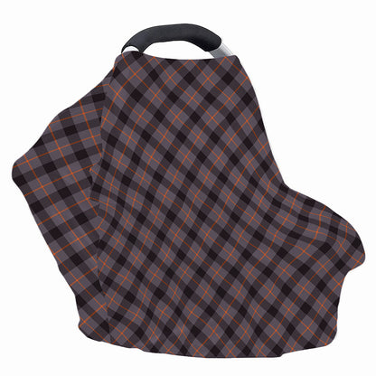 Grey And Orange Plaid Pattern Print Baby Seat Cover