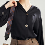 Grey And Orange Plaid Pattern Print Bag Strap