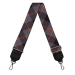 Grey And Orange Plaid Pattern Print Bag Strap