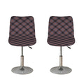 Grey And Orange Plaid Pattern Print Bar Stool Covers