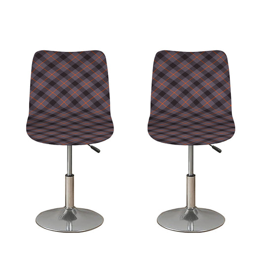 Grey And Orange Plaid Pattern Print Bar Stool Covers