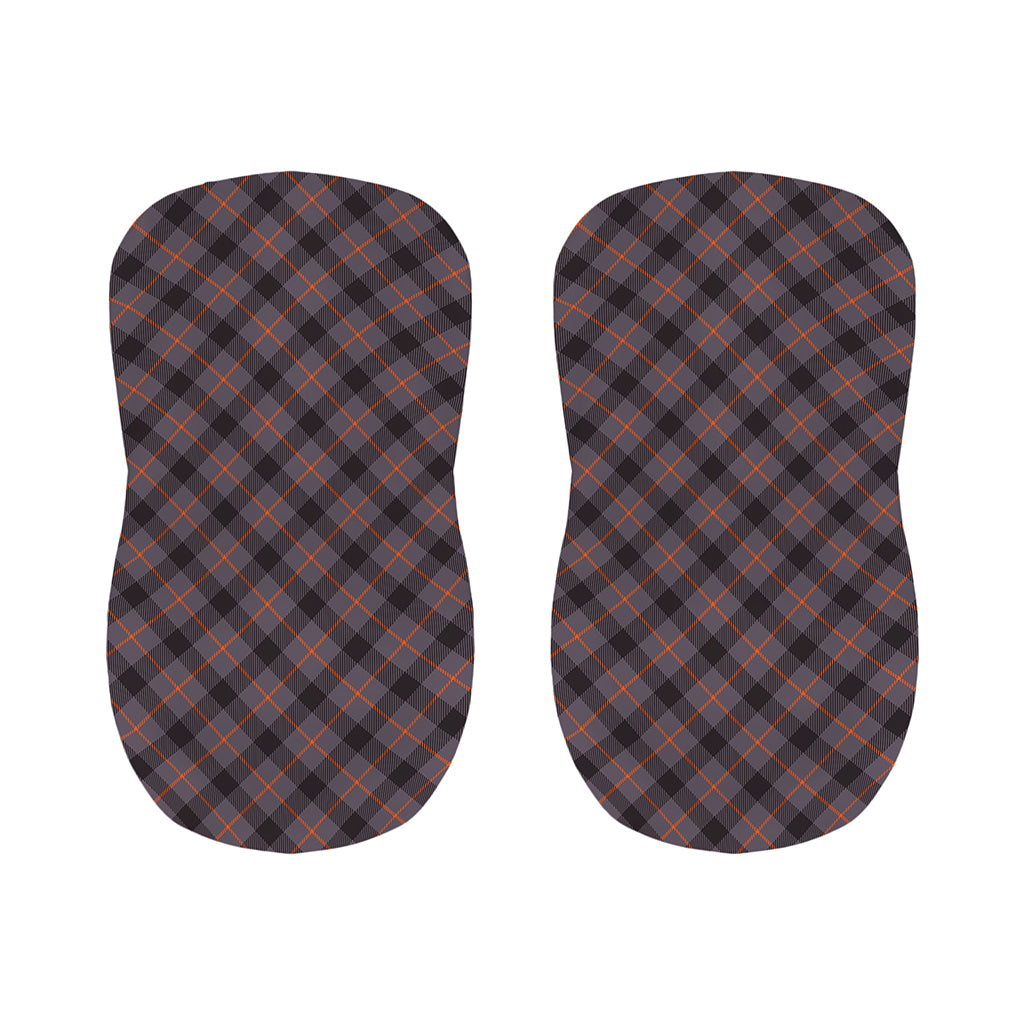 Grey And Orange Plaid Pattern Print Bar Stool Covers
