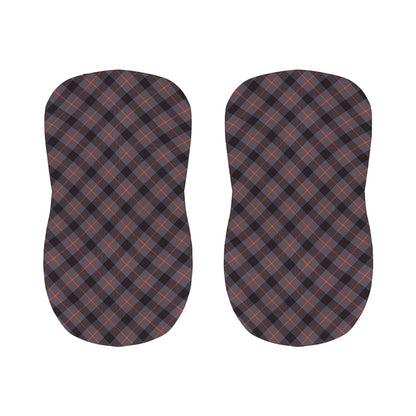 Grey And Orange Plaid Pattern Print Bar Stool Covers