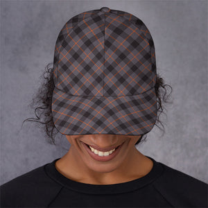 Grey And Orange Plaid Pattern Print Baseball Cap