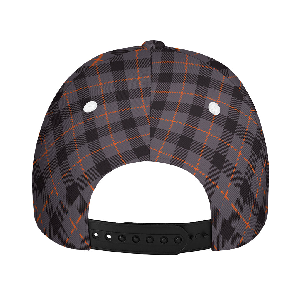 Grey And Orange Plaid Pattern Print Baseball Cap