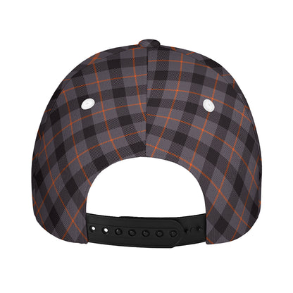 Grey And Orange Plaid Pattern Print Baseball Cap