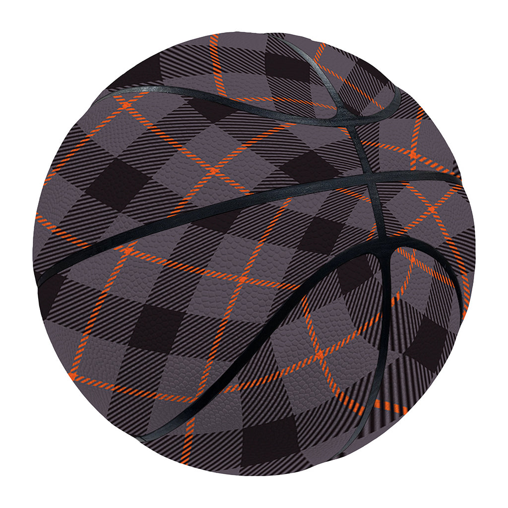 Grey And Orange Plaid Pattern Print Basketball