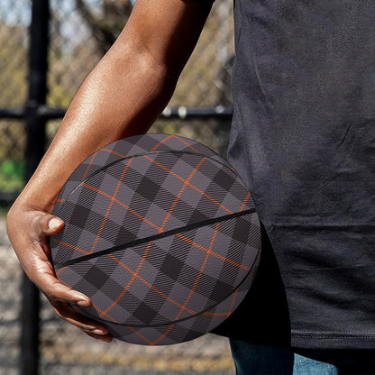 Grey And Orange Plaid Pattern Print Basketball