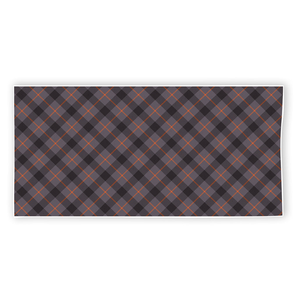 Grey And Orange Plaid Pattern Print Beach Towel