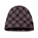 Grey And Orange Plaid Pattern Print Beanie