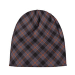 Grey And Orange Plaid Pattern Print Beanie