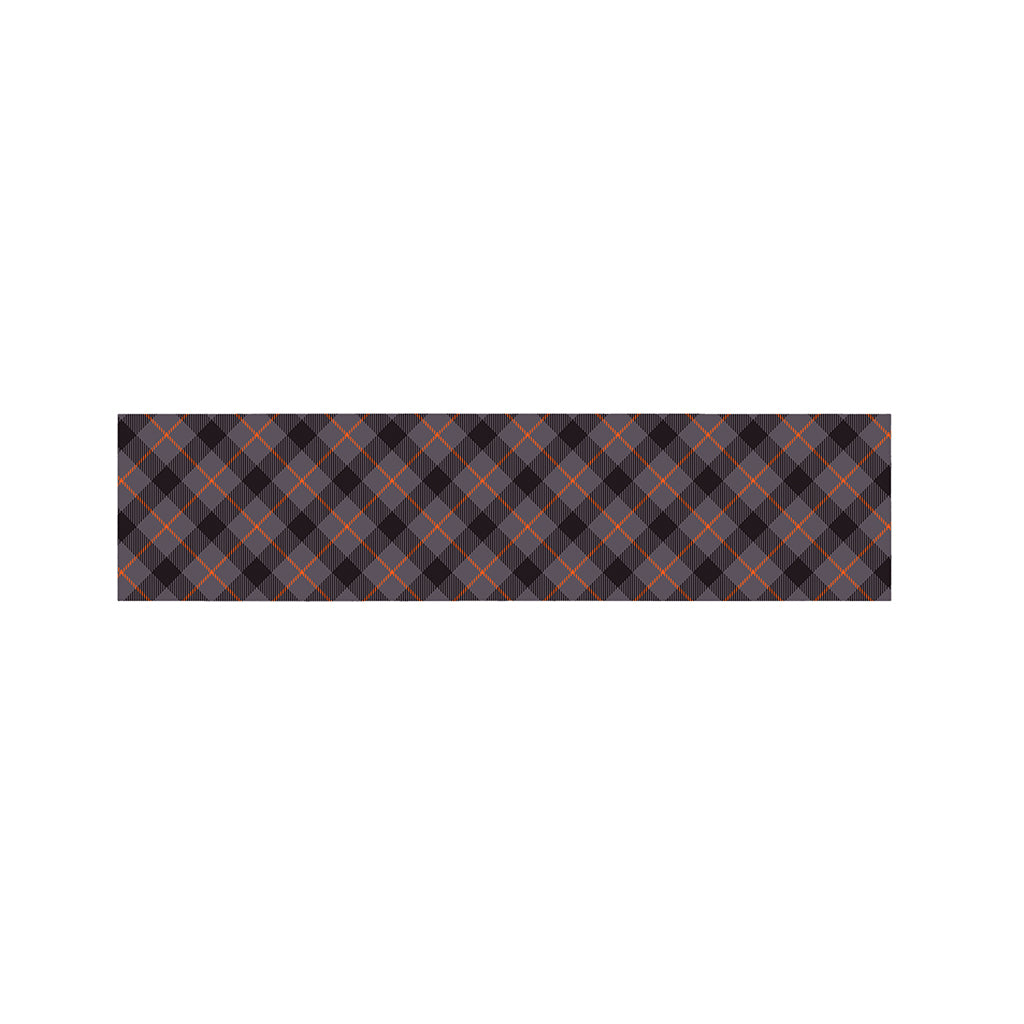 Grey And Orange Plaid Pattern Print Bed Runner