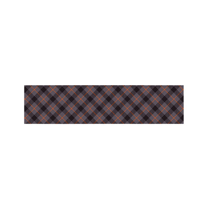 Grey And Orange Plaid Pattern Print Bed Runner