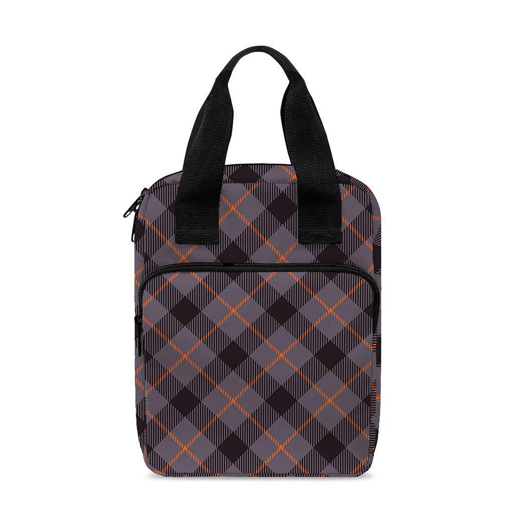 Grey And Orange Plaid Pattern Print Bible Tote Bag