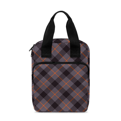 Grey And Orange Plaid Pattern Print Bible Tote Bag