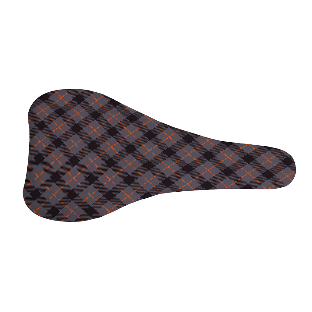 Grey And Orange Plaid Pattern Print Bicycle Seat Cover