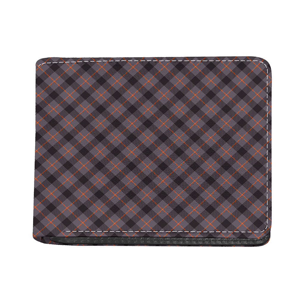 Grey And Orange Plaid Pattern Print Bifold Wallet