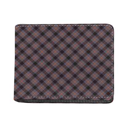 Grey And Orange Plaid Pattern Print Bifold Wallet