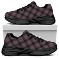 Grey And Orange Plaid Pattern Print Black Chunky Shoes